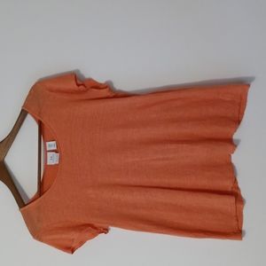 H by Halston size M 100% linen, wrap back top in pumpkin orange EUC